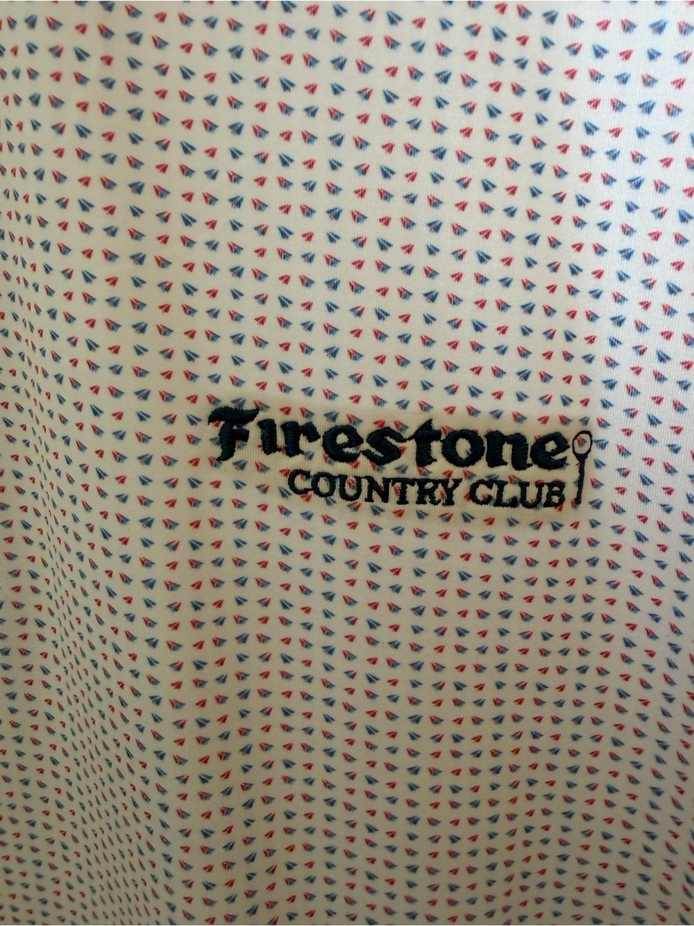 johnnie-O white pink blue Microdot Polo Golf Shirt Firestone Country Club XL - Picture 2 of 7